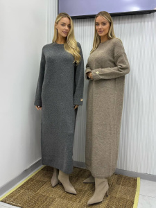 Платье шерсть, макси (серый)