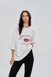 Футболка, белый/бордовый