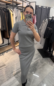 Костюм с юбкой, св. серый