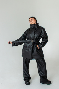 Куртка зимняя женская из экокожи, черный