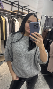 Джемпер паетка короткий рукав, серый