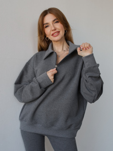 Свитшот-поло женский Pike, темный меланж