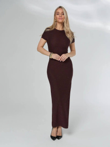 Платье с паетками макси, кофейный