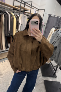 Куртка экозамша, коричневый