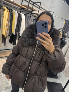 Куртка, разноцветный (шоколадный, мех)