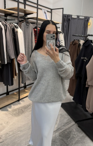 Кофта паутинка, стразы (св. серый)