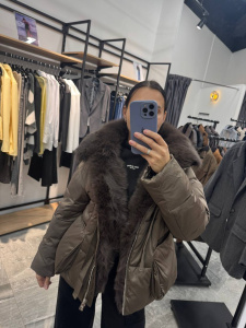 Куртка, разноцветный (коричневый, мех)