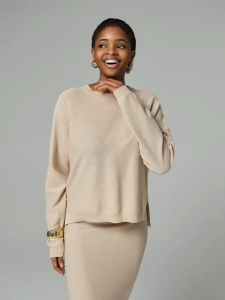 Джемпер с паетками, бежевый