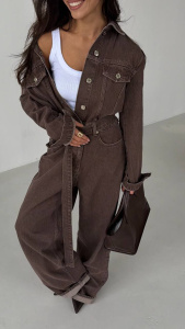 Комбинезон деним, коричневый