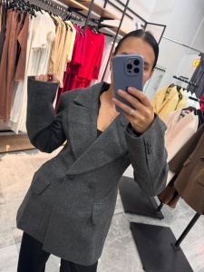 Пальто-пиджак, разноцветный (серый)