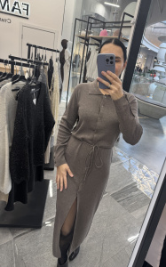 Платье на пуговицах, хаки