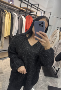 Джемпер мысик паетка, черный