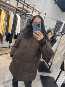 Куртка, разноцветный (шоколадный, мех)