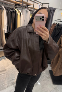 Куртка экокожа, коричневый