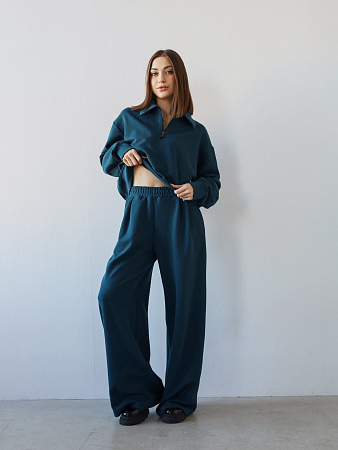 Свитшот-поло с брюками Pike, изумруд