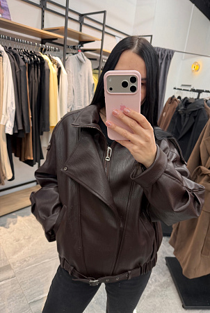 Куртка экокожа, коричневый